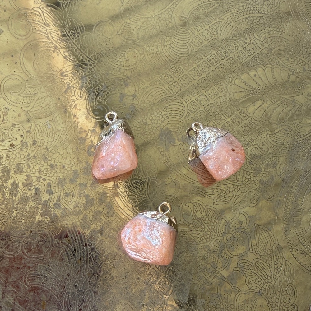Vintage Peach Champagne Quartz Pendants set of 3